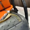 Canada Toronto Hermes Ostrich Leather Mini Lindy 20CM 88 Graphite Gold Hardwre