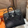 Hermes Matte Crocodile Birkin 25CM Sellier 89 Noir Silver Hardware