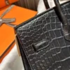 Hermes Matte Crocodile Birkin 25CM Sellier 89 Noir Silver Hardware