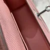 Hermes 3Q Rose Sakura Lizard Skin Kelly Pochette 22CM Silver Hardware