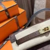 Handmade Hermes Ostrich Leather Kelly Pochette 22CM Dark Coffee Gold Hardware