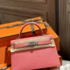 USA Los Angeles Hermes Mini Kelly 19CM K4 Rose D’ete Chevre Leather Silver Hardware