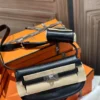 Handmade Hermes 89 Noir Swift Leather Kelly Moove Waist Bag Silver Hardware
