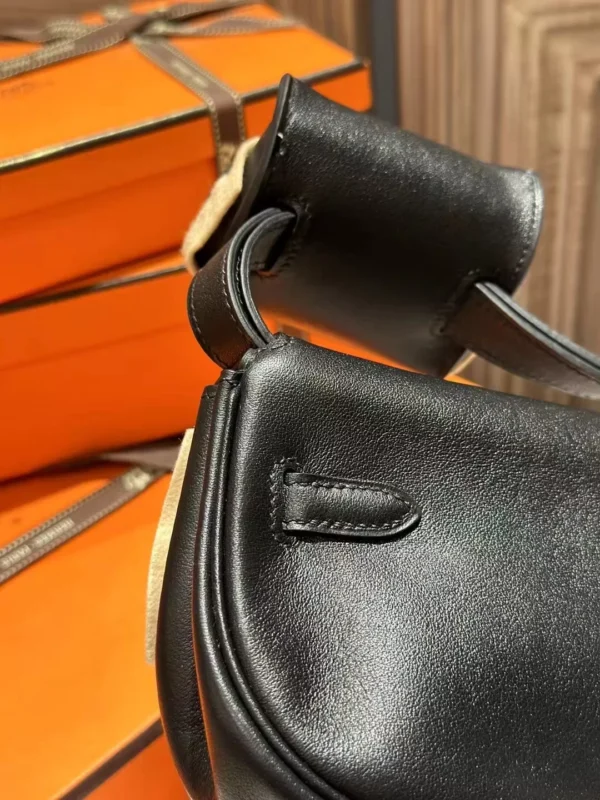 Handmade Hermes 89 Noir Swift Leather Kelly Moove Waist Bag Silver Hardware