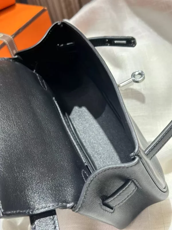 Handmade Hermes 89 Noir Swift Leather Kelly Moove Waist Bag Silver Hardware