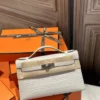Handmade Hermes Kelly Pochette 22CM 8L Beton Matte Crocodile Silver Hardware