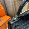Hermes Mini Kelly 19CM 89 Noir Matte Crocodile Silver Hardware