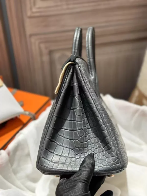 Hong Kong Matte Crocodile Leather Birkin 25CM 88 Graphite Rose Gold Hardware
