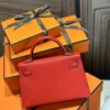 Handmade Mini Kelly 19CM S3 Rouge De Coeur / K4 Rose D’ete Chevre Leather Silver Hardware