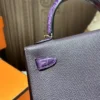 USA New York Shiny Crocodile / Epsom N5 Cassis Mini Kelly Touch 19CM Silver Hardware