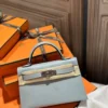 Hong Kong 8U Blue Glacier Epsom Leather Mini Kelly 19 Clutch Silver Hardware