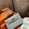 Hong Kong 8U Blue Glacier Epsom Leather Mini Kelly 19 Clutch Silver Hardware
