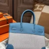 Hermes Birkin 30CM Blue Jean Togo Leather / Canvas Silver Hardware