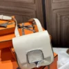 New Arrival Hermes Epsom Leather Della Mini 19CM 10 Craie Silver Hardware