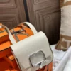 New Arrival Hermes Epsom Leather Della Mini 19CM 10 Craie Silver Hardware