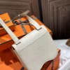 New Arrival Hermes Epsom Leather Della Mini 19CM 10 Craie Silver Hardware