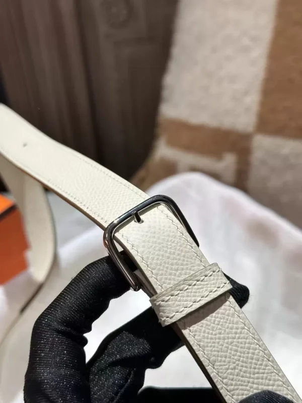 New Arrival Hermes Epsom Leather Della Mini 19CM 10 Craie Silver Hardware