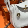 Full Handmade Hermes 01 Blanc TC Leather Mini Lindy 20CM Gold Hardware