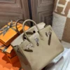 Taiwan Hermes D0 Beige De Weimer Birkin 25CM Swift Leather Silver Hardware