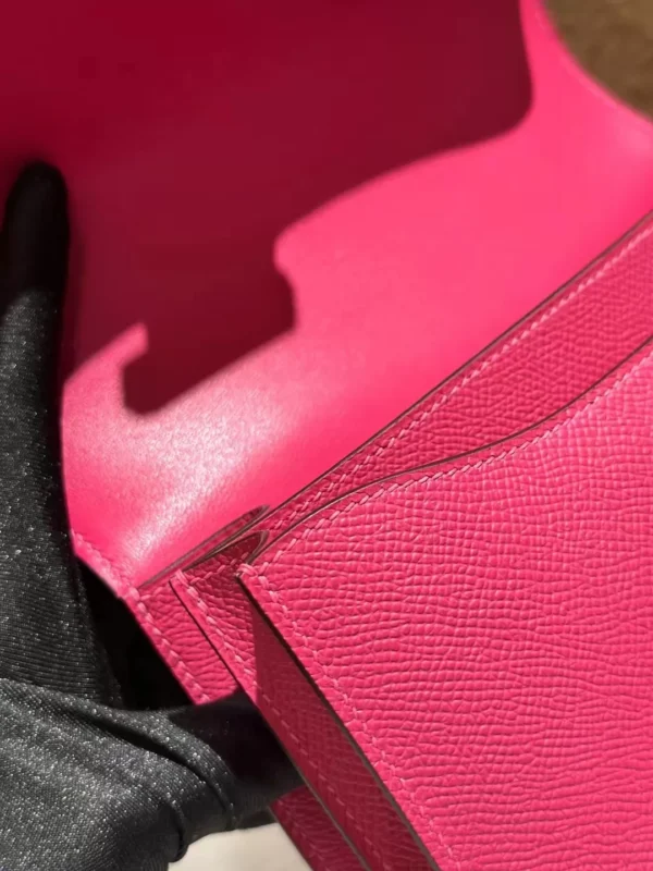 Hermes 90 Framboise Epsom Constance 19CM Crocodile Skin Buckle