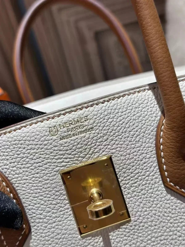 Handmade Hermes 10 Craie / 37 Gold Togo Leather Birkin 30CM Gold Hardware