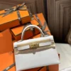 Taiwan Hermes Mini Kelly 19CM Epsom Leather M4 Gris Pale Gold Hardware