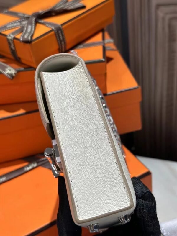 Special Order Hermes Verrou Mini 17CM 8L Beton Chevre / Matte Crocodile Silver Hardware