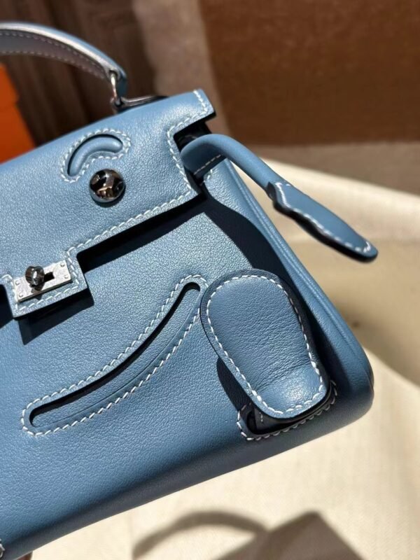 Taiwan Hermes Kelly Doll 16CM Swift Leather Blue Jean Silver Hardware