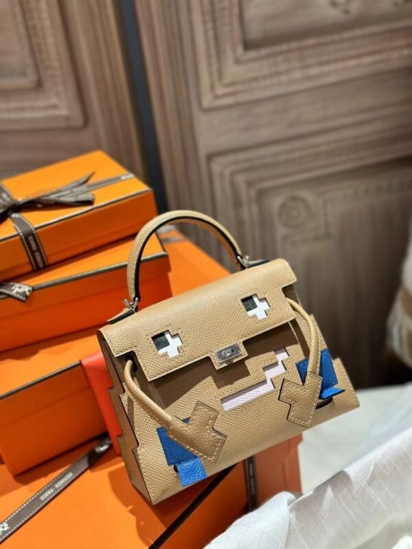 Russia Hermes Epsom Kelly Doll Picto 4B Biscuit / 0F Blue Frida/ 0E Rose Texas Silver Hardware