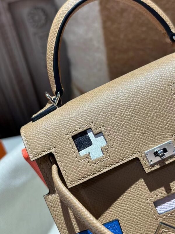 Russia Hermes Epsom Kelly Doll Picto 4B Biscuit / 0F Blue Frida/ 0E Rose Texas Silver Hardware