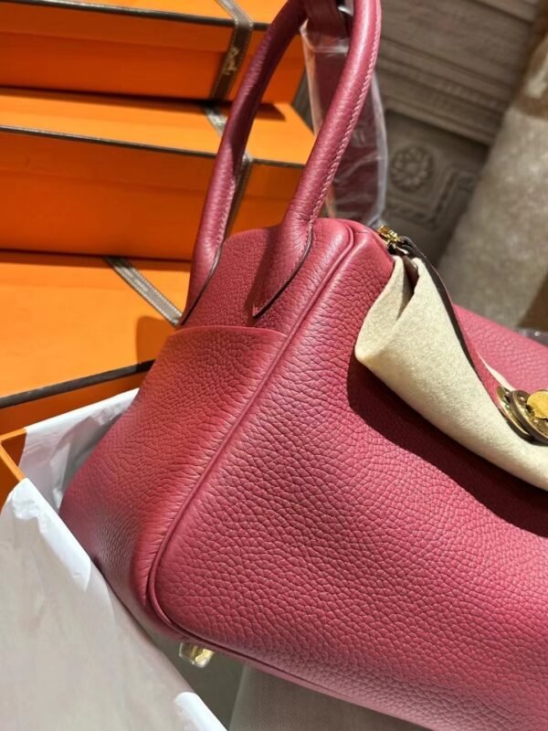 USA New York Hermes Lindy 26CM TC Leather K1 Rouge Grenate Gold Hardware