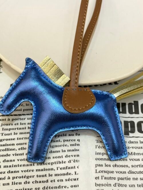 New 187 Factory Rodeo Bag Charms Nebula Lambskin Blue / Gold