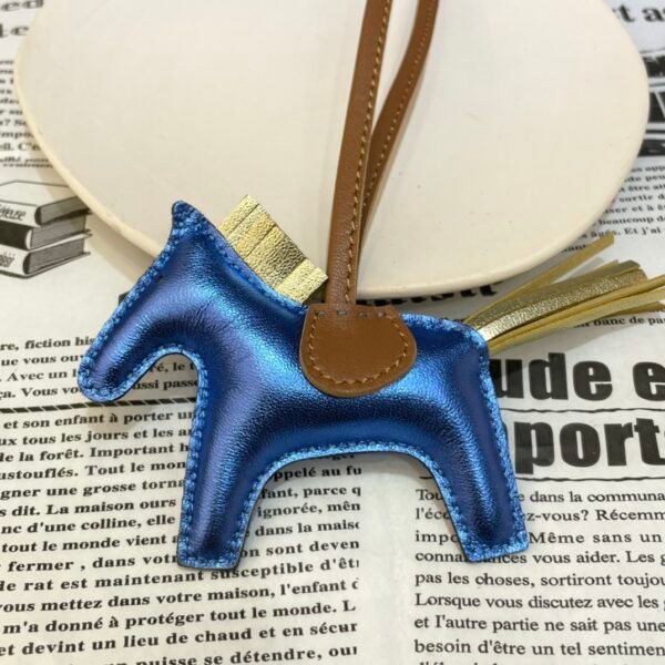 New 187 Factory Rodeo Bag Charms Nebula Lambskin Blue / Gold