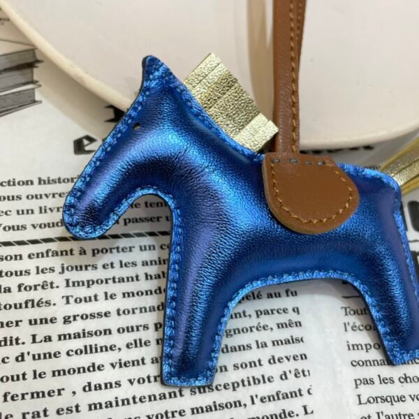 New 187 Factory Rodeo Bag Charms Nebula Lambskin Blue / Gold
