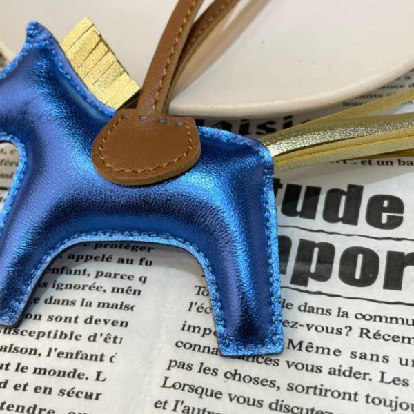New 187 Factory Rodeo Bag Charms Nebula Lambskin Blue / Gold