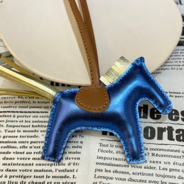 New 187 Factory Rodeo Bag Charms Nebula Lambskin Blue / Gold