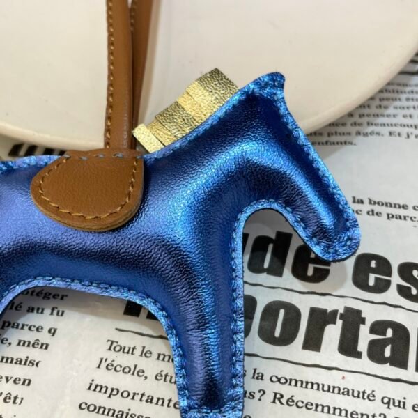 New 187 Factory Rodeo Bag Charms Nebula Lambskin Blue / Gold