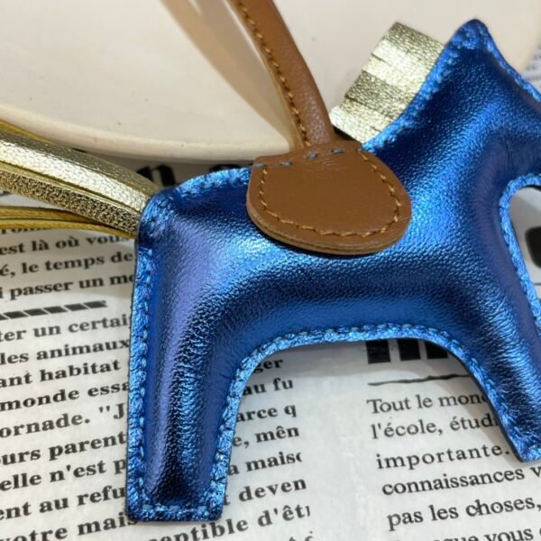New 187 Factory Rodeo Bag Charms Nebula Lambskin Blue / Gold