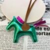 Full Handmade 187 Factory Lambskin Rodeo Bag Charms Nebula Green / Nebula Rose