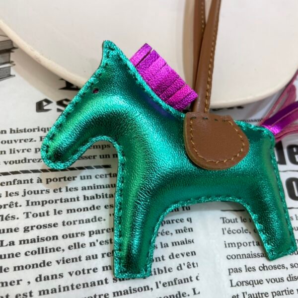 Full Handmade 187 Factory Lambskin Rodeo Bag Charms Nebula Green / Nebula Rose