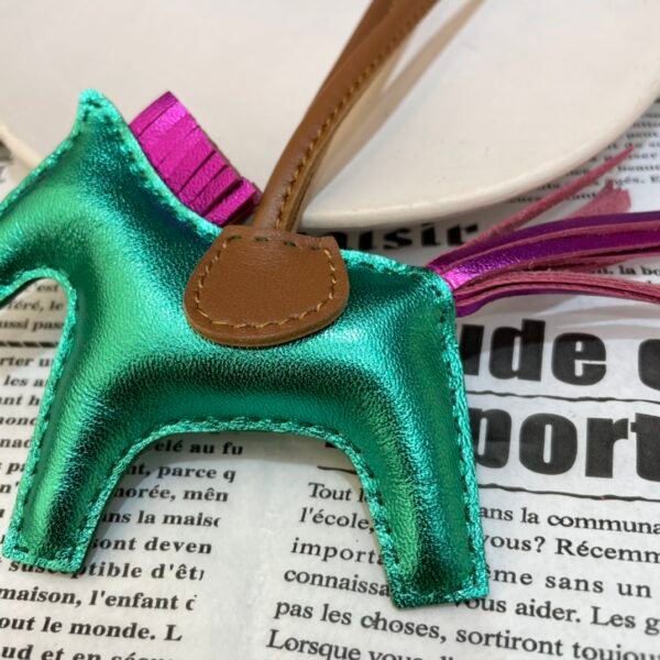Full Handmade 187 Factory Lambskin Rodeo Bag Charms Nebula Green / Nebula Rose