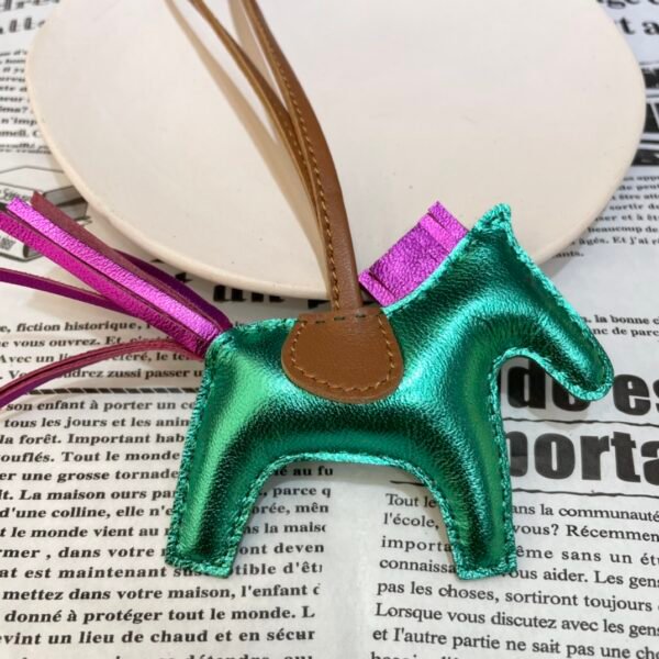 Full Handmade 187 Factory Lambskin Rodeo Bag Charms Nebula Green / Nebula Rose