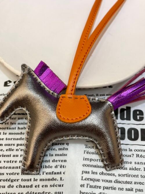 Russia Moscow Hermes Rodeo Bag Charms Lambskin Metal Grey / Nebula Purple
