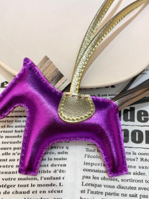 UAE Dubai 187 Factory Rodeo Bag Charms Lambskin Nebula Purple / Metal Grey 