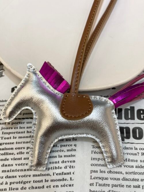 Full Handmade 187 Factory Rodeo Bag Charm Lambskin Silver / Nebula Rose