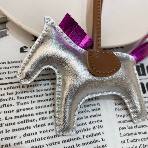 Full Handmade 187 Factory Rodeo Bag Charm Lambskin Silver / Nebula Rose