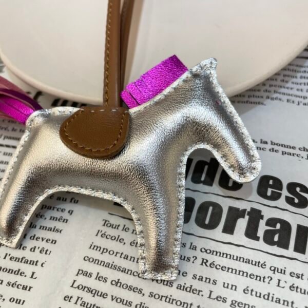 Full Handmade 187 Factory Rodeo Bag Charm Lambskin Silver / Nebula Rose