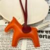 Full Handmade 187 Factory Rodeo Bag Charms 191 Feu Orange / Craie Lambskin
