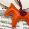 Full Handmade 187 Factory Rodeo Bag Charms 191 Feu Orange / Craie Lambskin