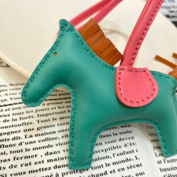 Handmade 187 Factory Rodeo Bag Charms Lambskin Vert Verone / Orange